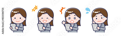 タブレットを使う「会社員」の女性