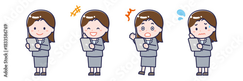 タブレットを使う「会社員」の女性