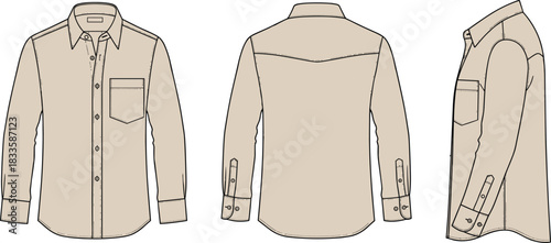 Oversized beige half-zip sweatshirt technical fashion illustration featuring kangaroo pocket and drop shoulders front and back view for design