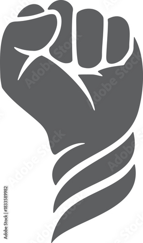 Gray clenched fist symbol on white background hand 1