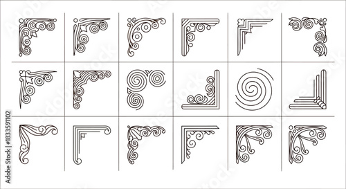 Collection of Decorative Corner Designs for Graphic Projects.