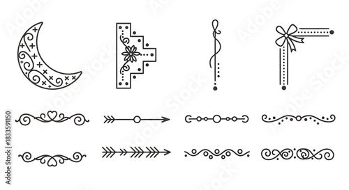 Collection of Hand-Drawn Decorative Elements for Design Projects.