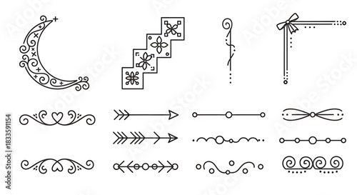 Collection of Hand-Drawn Decorative Elements for Design Projects.