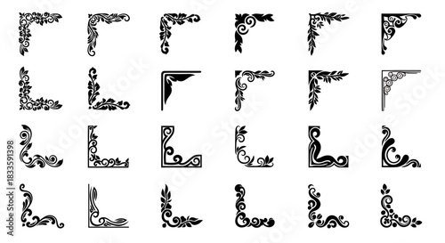 Elegant Corner Ornaments - A Collection of Decorative Vector Elements.