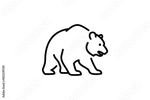 Bear animal illustration. Bear side view logo icon. Bear symbol. Vector illustration template isolated on white background