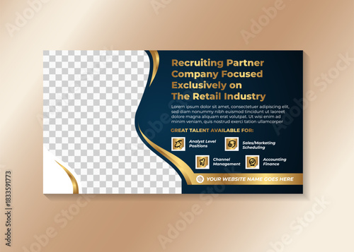 recruiting partner company focused exclusively on the retail industry banner template, electrician wanted corporate advertisement, horizontal ad, solar energy worker campaign webpage, flyer, creative 
