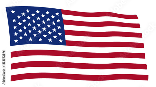 American Flag Vector Illustration with Red Stripes