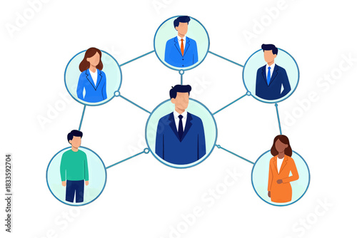 Business Network Connected Team Illustration