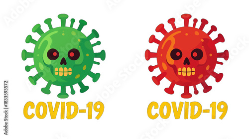COVID-19 Virus Illustration with Skull Icon