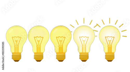 Creative Light Bulbs Glowing Icon Set