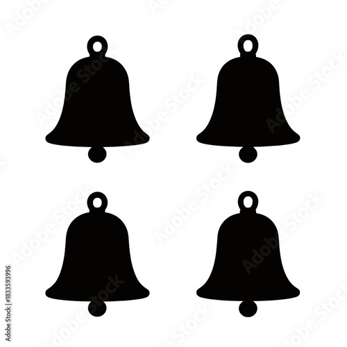 Four Bell Icon Outlines in Minimal Vector Style