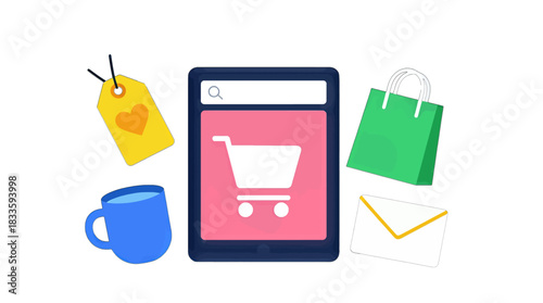 Flat Design Online Shopping Vector Icons