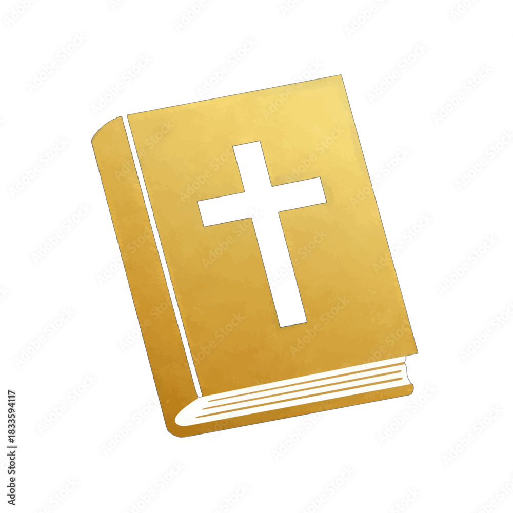 Fototapeta premium Gold Holy Bible Book with Black Cross Icon