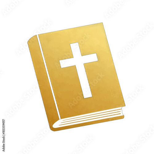 Gold Holy Bible Book with Black Cross Icon
