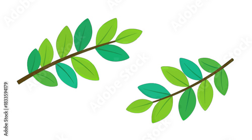 Green Leaf Branch Vector Illustration