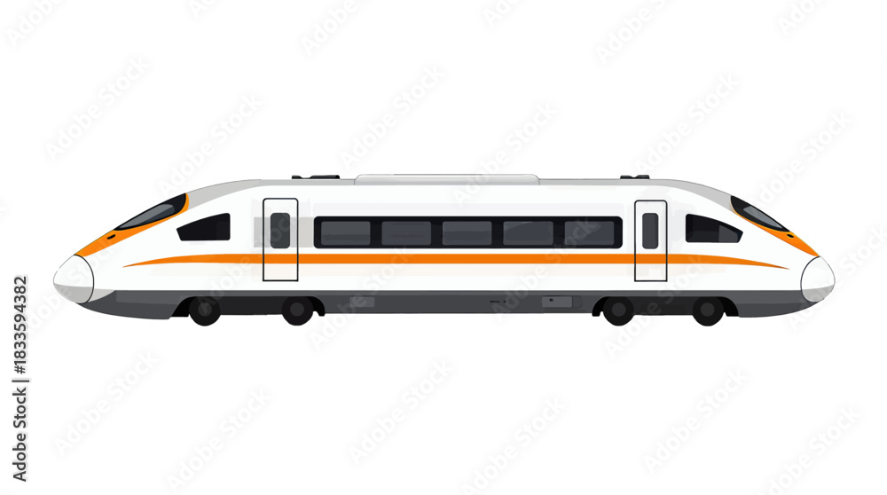Fototapeta premium High Speed Train Illustration in White and Orange