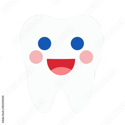 Happy Tooth Cartoon Illustration with Smiling Face