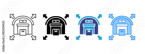 Warehouse icon set multiple style collection