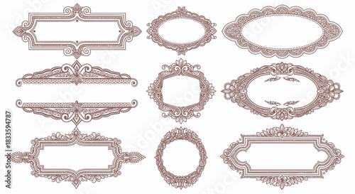 Collection of Ornate Frames and Dividers for Design Projects.