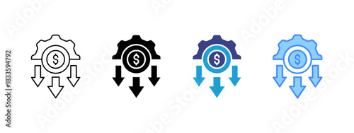 Reduce Cost icon set multiple style collection