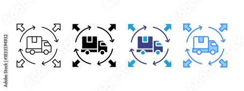 Distribution icon set multiple style collection