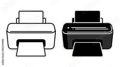 Printer Icon Vector Illustration in Flat Design Style