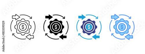 Money Flow icon set multiple style collection
