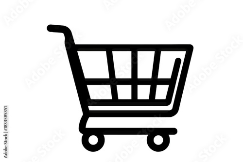Shopping Cart Minimal Line Art Vector Icon