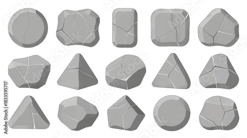 Vector Set of Geometric Rocks in Different Shapes