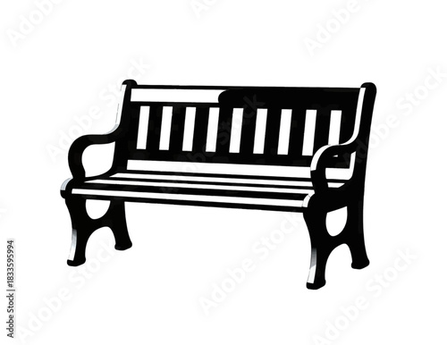 Wooden Bench Line Art Illustration