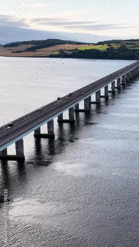 Wallpaper Mural Aerial View of Tay Road Bridge Crossing River in Dundee Torontodigital.ca