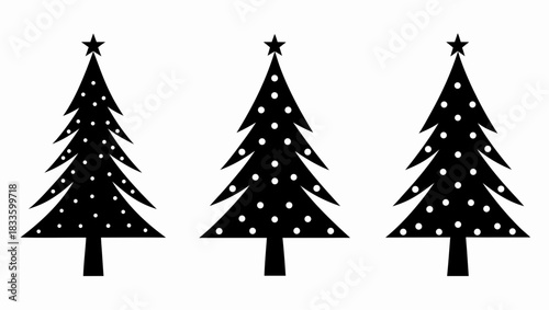Festive Christmas tree trio for holiday cheer and seasonal designs, perfect for cards, banners, and winter celebrations, originally vector art