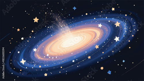 Galaxy Milky Way Astronomy Illustrator Artwork Banner Background Design Template 