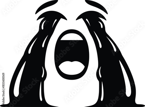 Cartoon face crying with tears streaming down vector