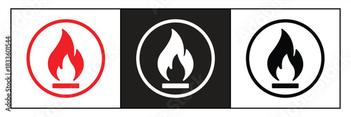 Fire icon. Campfire symbol. Flat style fire symbol set, vector illustration