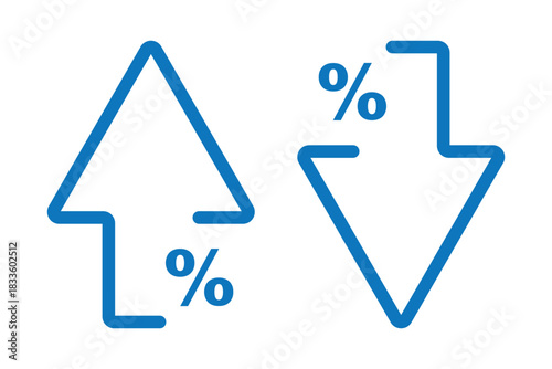 Percent arrow up and down icon isolated on white background. Percentage growth and decline sign symbol