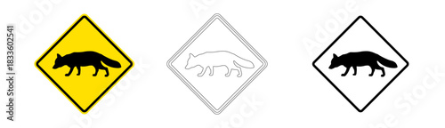 Fox crossing traffic sign in vector format