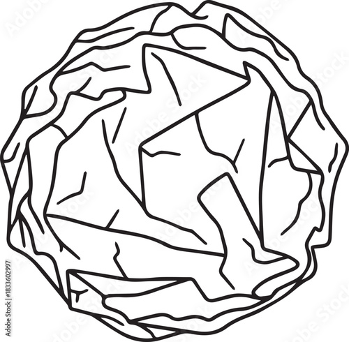 Frustration concept with crumpled paper ball design element for stress relief, creative block, and brainstorming, originally a scalable vector graphic