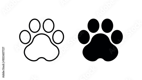 Cat Paw Print Vector, Minimal Silhouette on Transparent Background for Pet Logo, Stamp, Web and Mobile