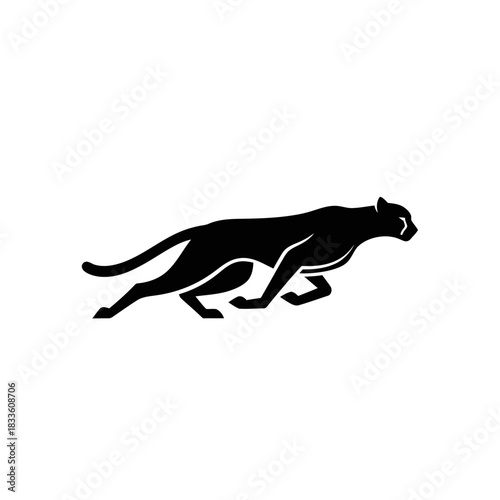 Black silhouette of a running cheetah or big cat vector template design