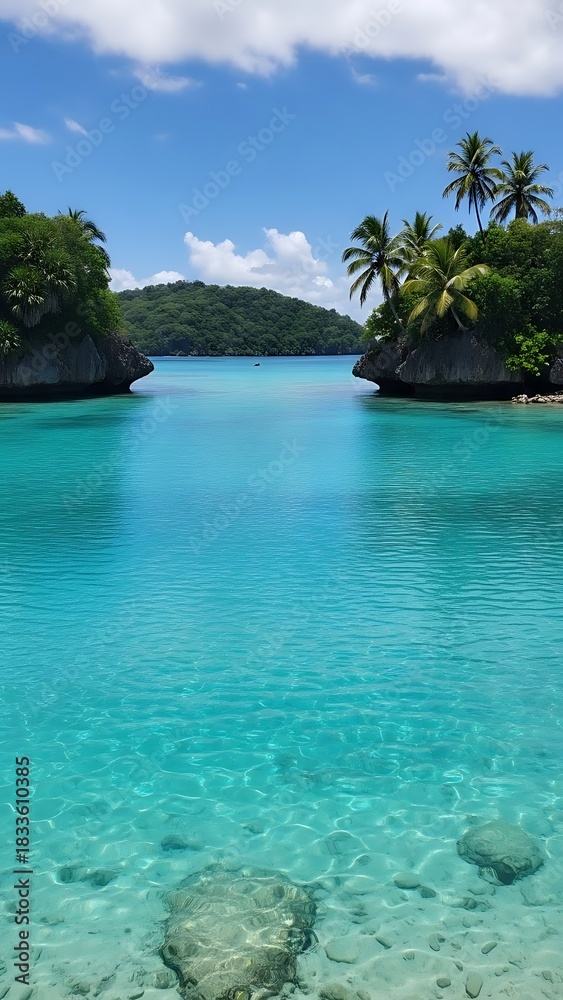 Fototapeta premium Turquoise Waters and Lush Islands - A Tropical Paradise Escape.