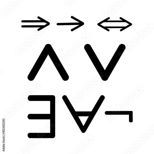 Set of mathematical logic symbols including greater than, less than, not equal, approximately equal, and identical icons in clean black vector style for math and UI design.