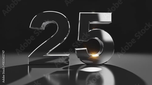 Wallpaper Mural Shiny Number 25 Rotating on Black Background Torontodigital.ca