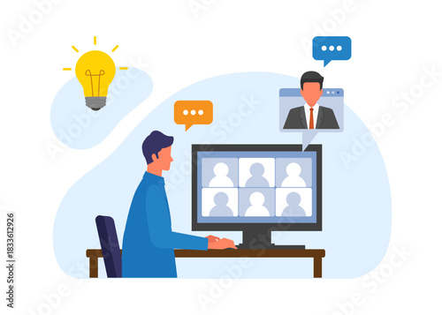 Online meeting or work from home stock illustration