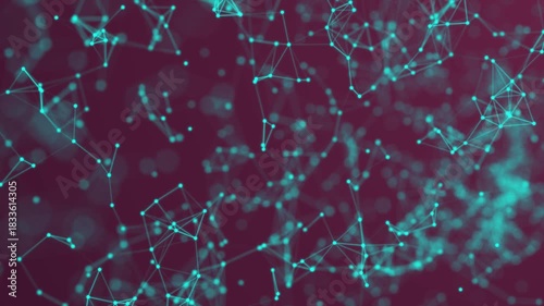 Teal Blue Abstract Geometric Network on Maroon Red