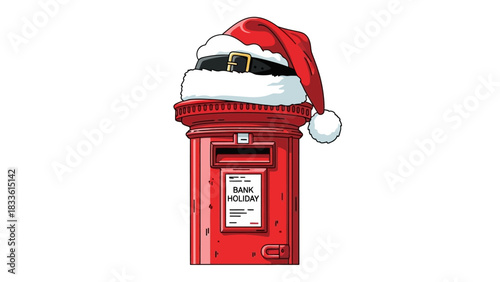 Christmas Post Box Decorated with Santa Hat.