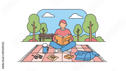 Person enjoying a peaceful outdoor reading session in the park.