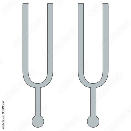 Two Large Tuning Forks Side by Side For Music, Sound Therapy, Or Audiology Demonstration
