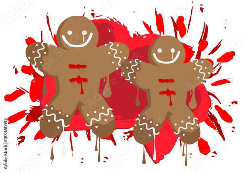 Gingerbread Man Christmas Cookie graffiti. Abstract modern street art decoration performed in urban painting style.