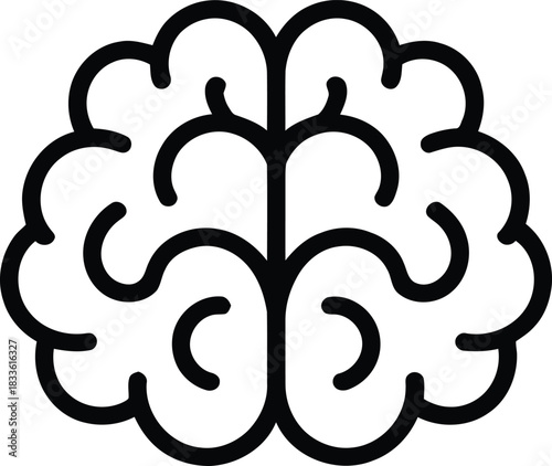 Stylized outline of a human brain with intricate lobes